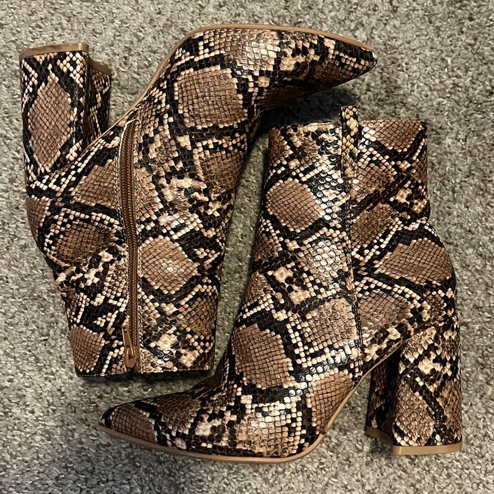 Nasty Gal Faux Snake Booties